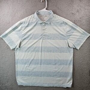 Matte Grey Mens 2XL Golf Polo Shirt Short Sleeve Blue Pattern